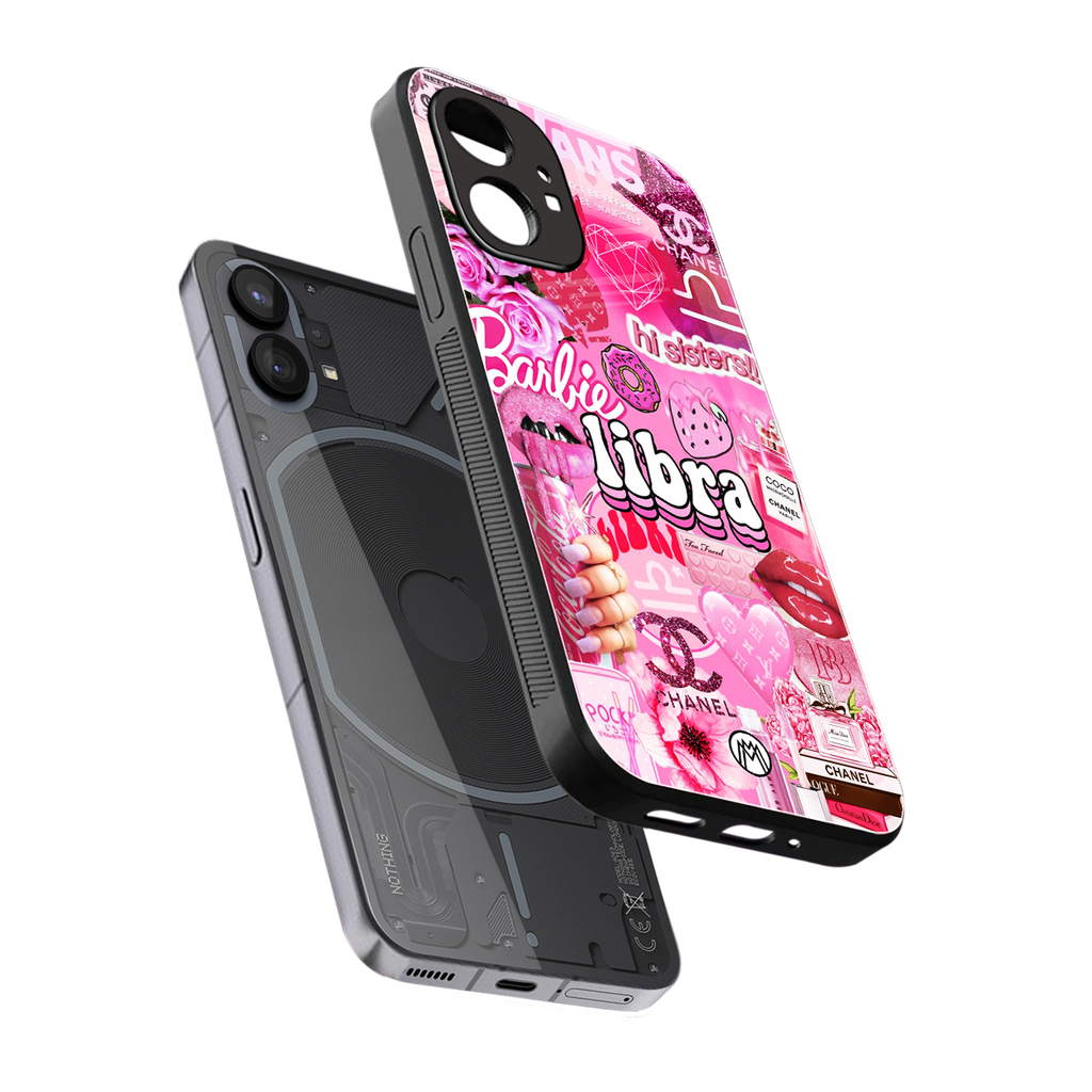 libra aesthetic collage back phone cover | glass case for nothing phone 1