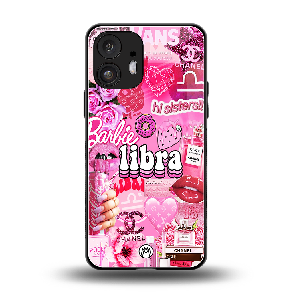 libra aesthetic collage back phone cover | glass case for nothing phone 2