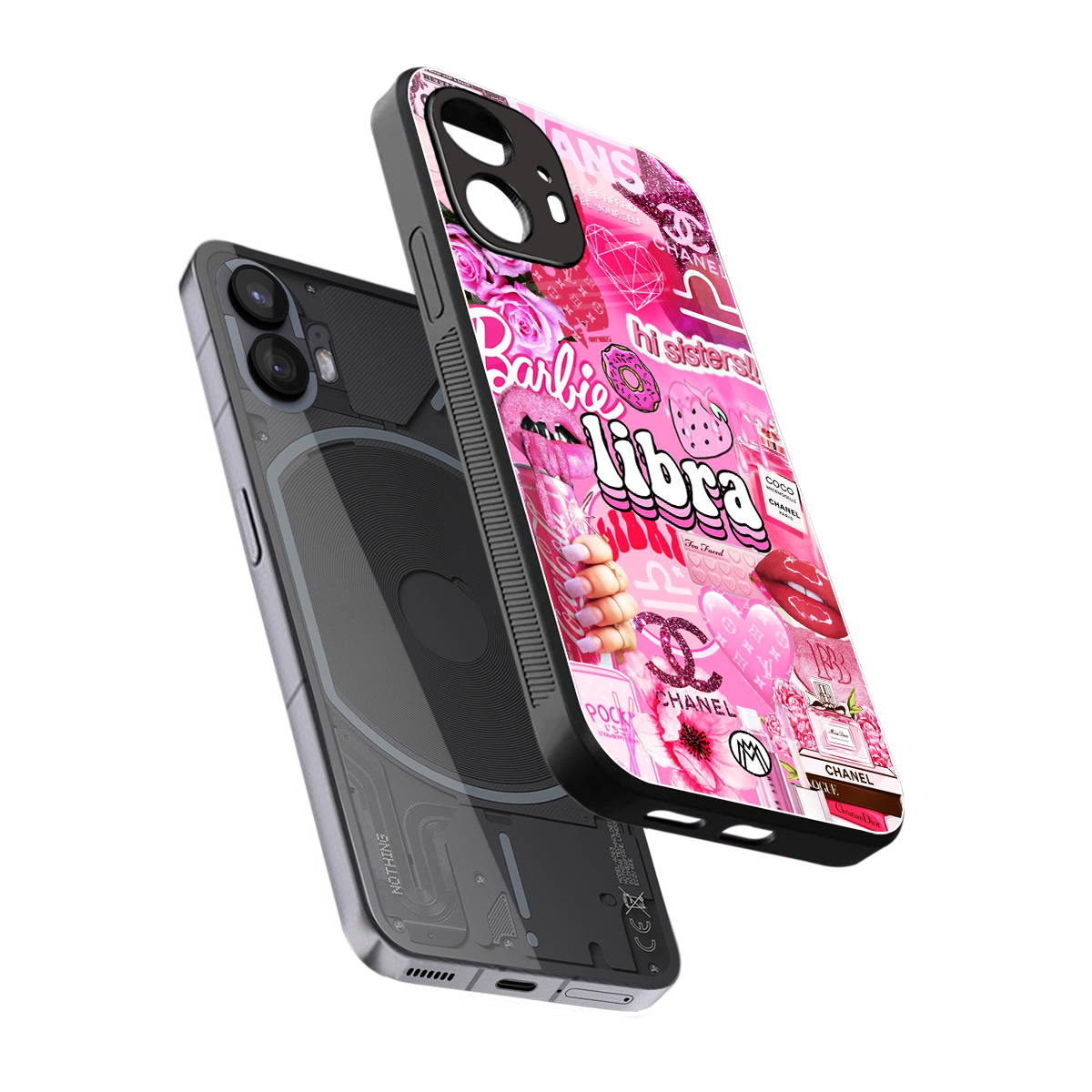 libra aesthetic collage back phone cover | glass case for nothing phone 2