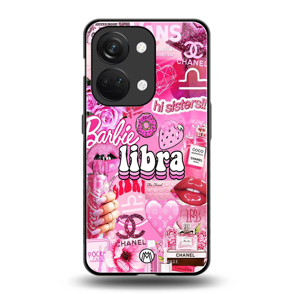 libra aesthetic collage back phone cover | glass case for oneplus nord 3