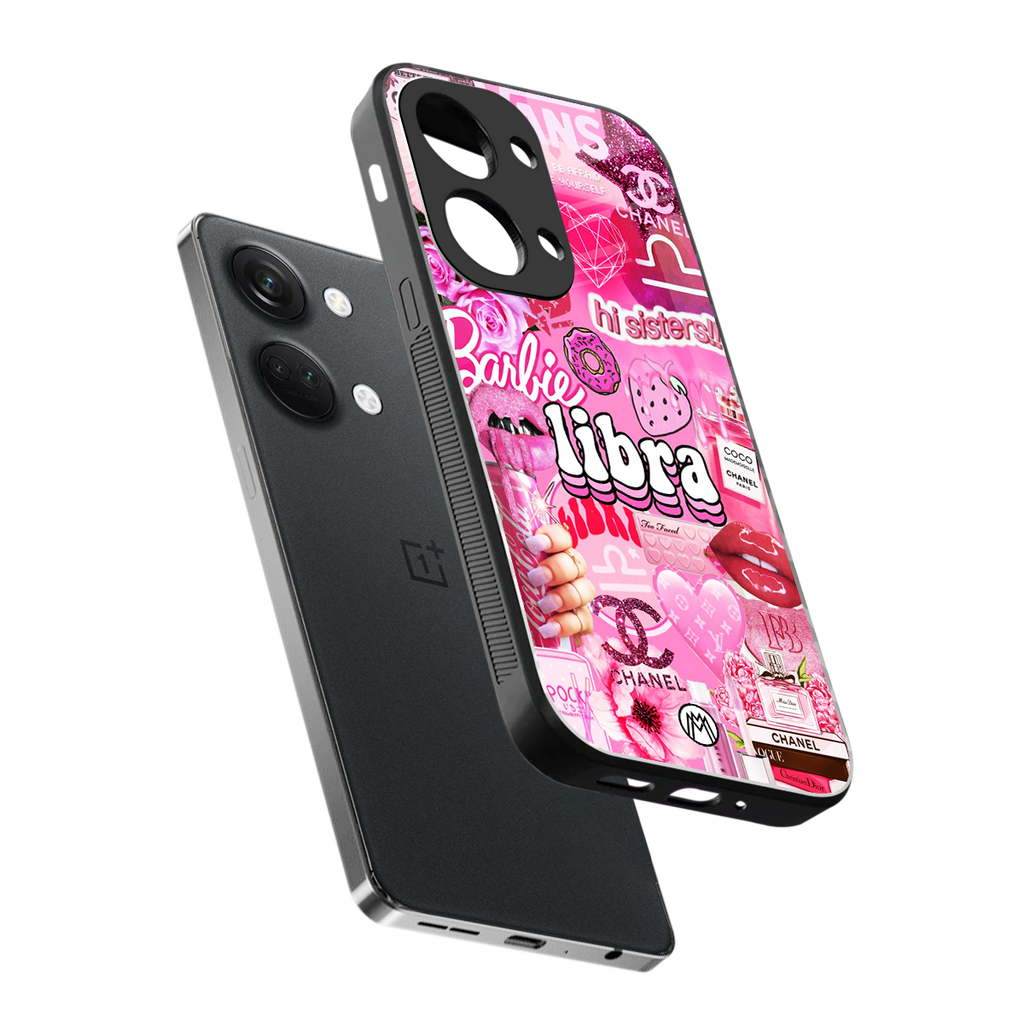libra aesthetic collage back phone cover | glass case for oneplus nord 3