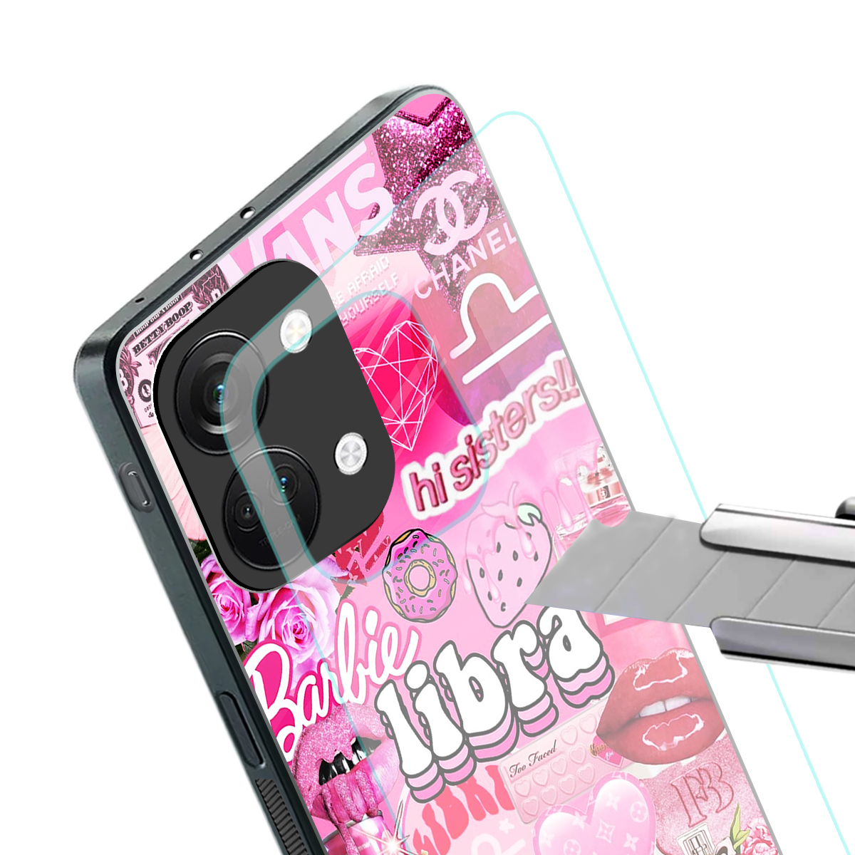 libra aesthetic collage back phone cover | glass case for oneplus nord 3