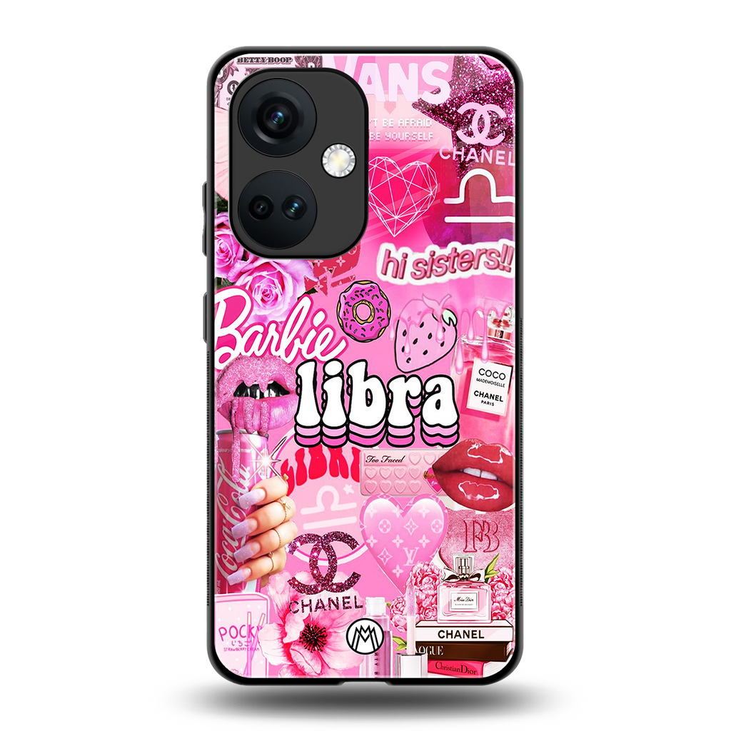libra aesthetic collage back phone cover | glass case for oneplus nord ce 3