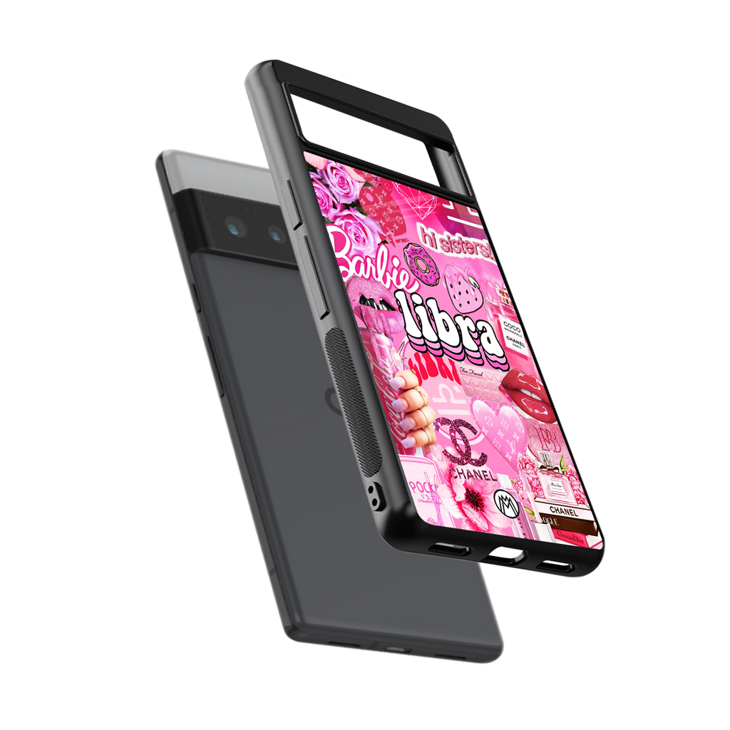 libra aesthetic collage back phone cover | glass case for google pixel 6 pro
