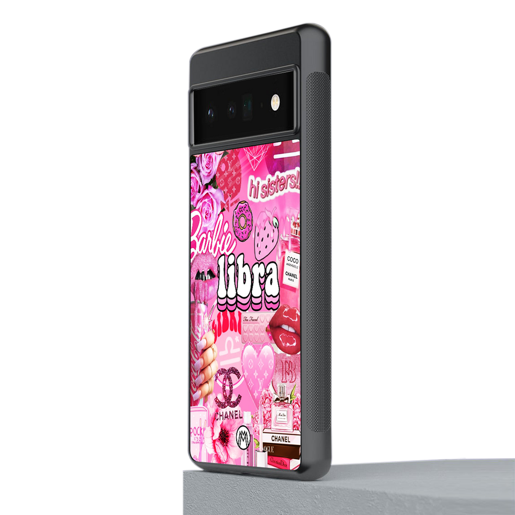 libra aesthetic collage back phone cover | glass case for google pixel 6 pro