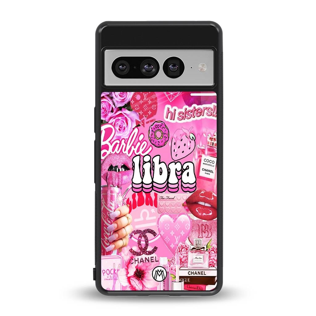 libra aesthetic collage back phone cover | glass case for google pixel 7 pro