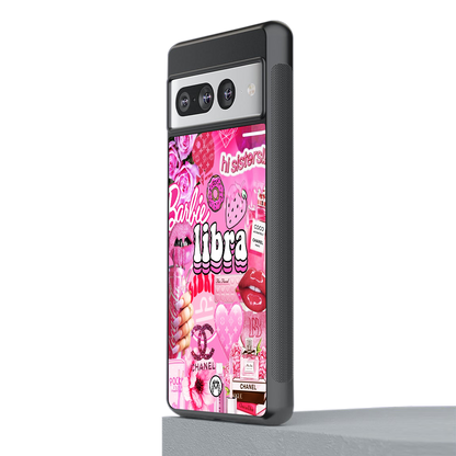 libra aesthetic collage back phone cover | glass case for google pixel 7 pro