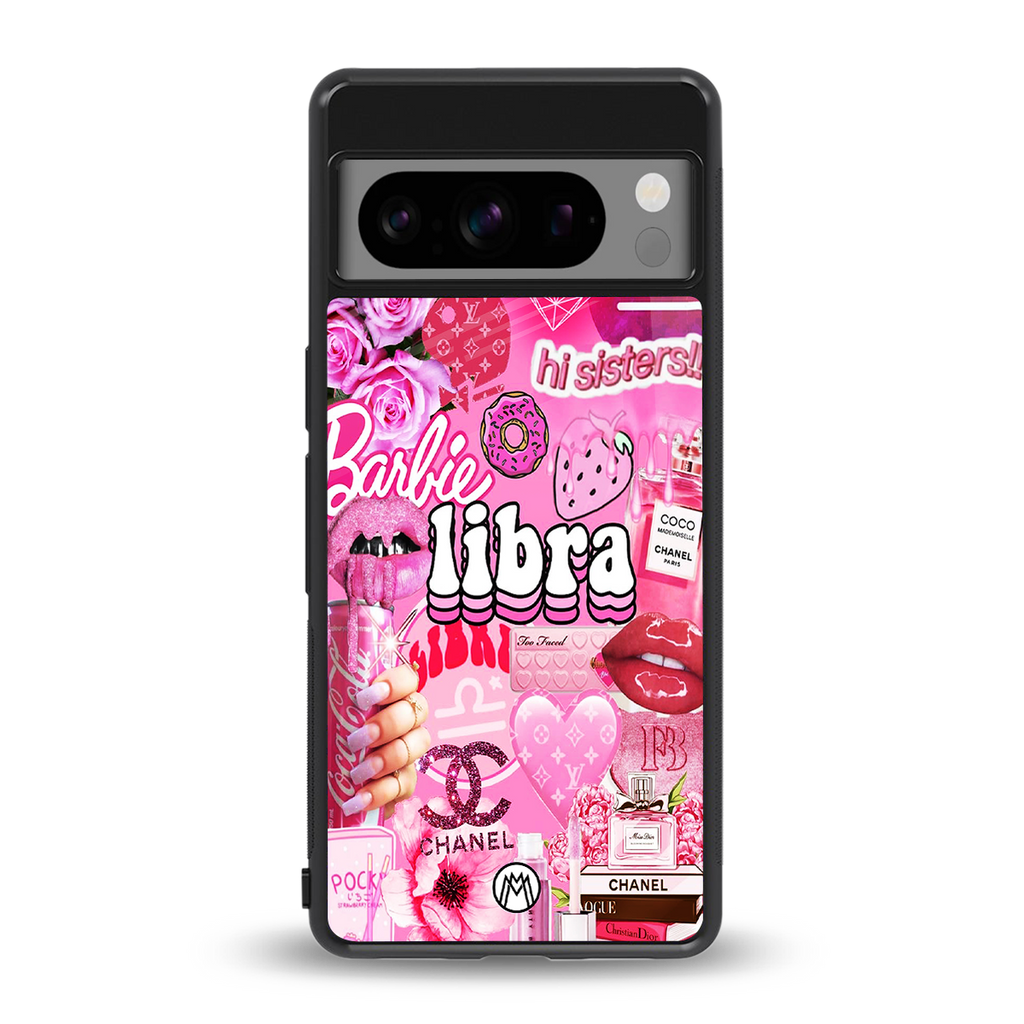 libra aesthetic collage back phone cover | glass case for google pixel 8 pro