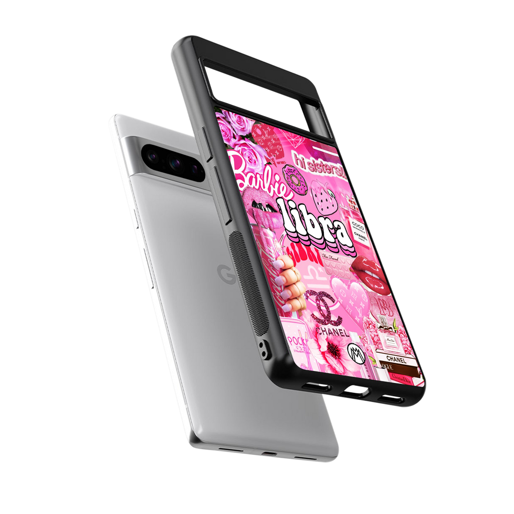 libra aesthetic collage back phone cover | glass case for google pixel 8 pro