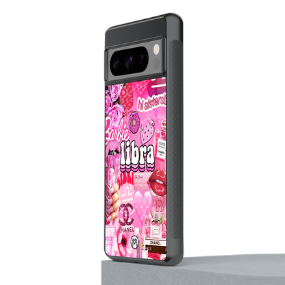 libra aesthetic collage back phone cover | glass case for google pixel 8 pro