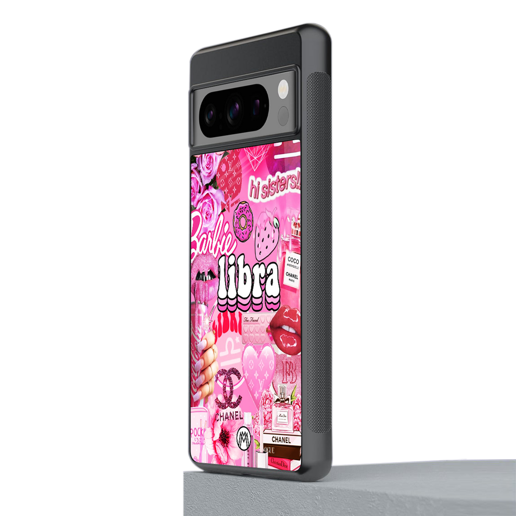 libra aesthetic collage back phone cover | glass case for google pixel 8 pro