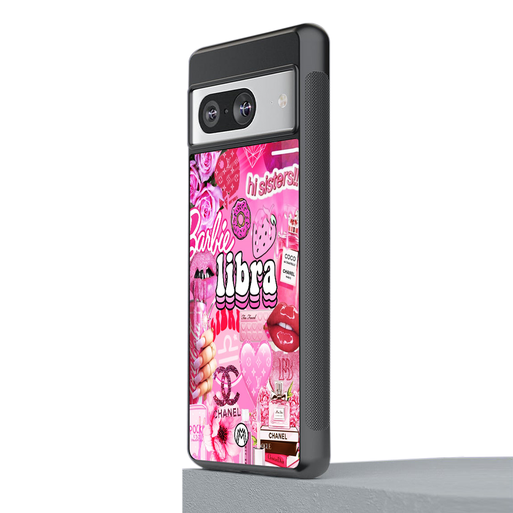 libra aesthetic collage back phone cover | glass case for Google Pixel 8