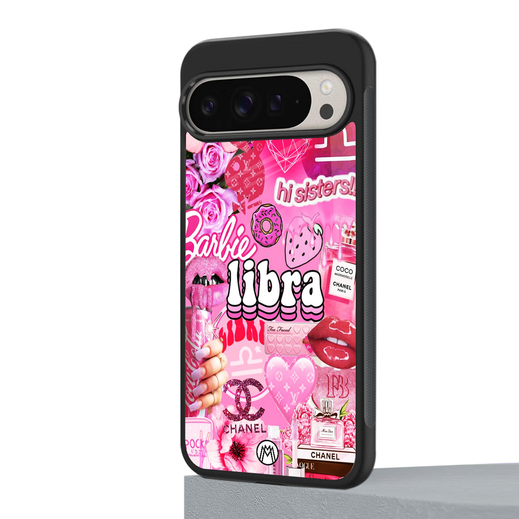 libra aesthetic collage back phone cover | glass case for google pixel 9 pro