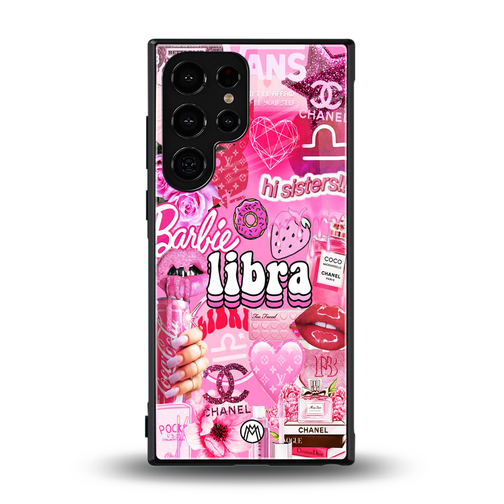 libra aesthetic collage back phone cover | glass case for samsung galaxy s24 ultra