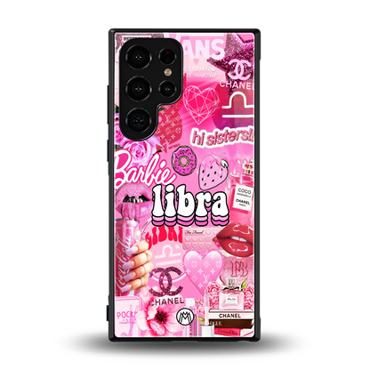 libra aesthetic collage back phone cover | glass case for samsung galaxy s24 ultra