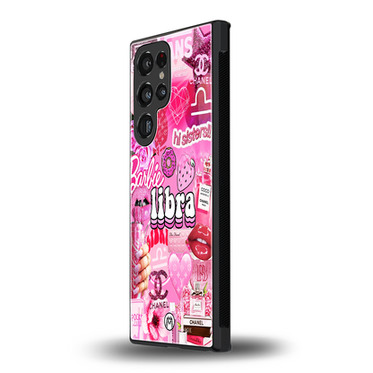 libra aesthetic collage back phone cover | glass case for samsung galaxy s24 ultra