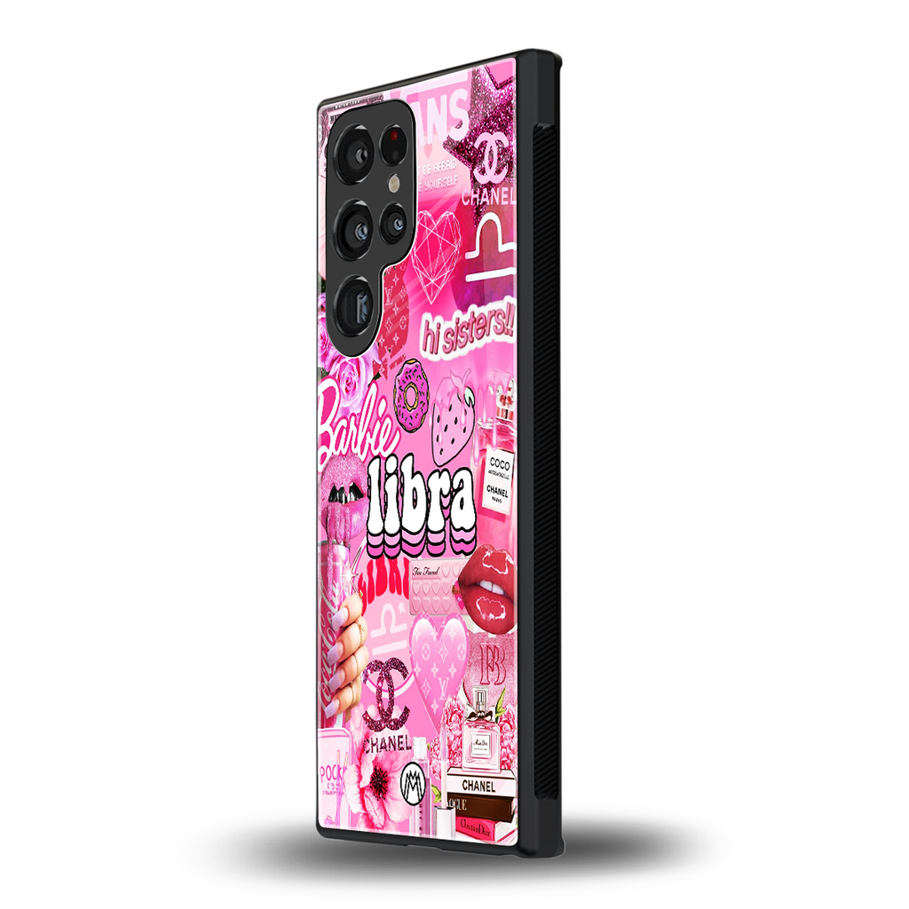 libra aesthetic collage back phone cover | glass case for samsung galaxy s23 ultra