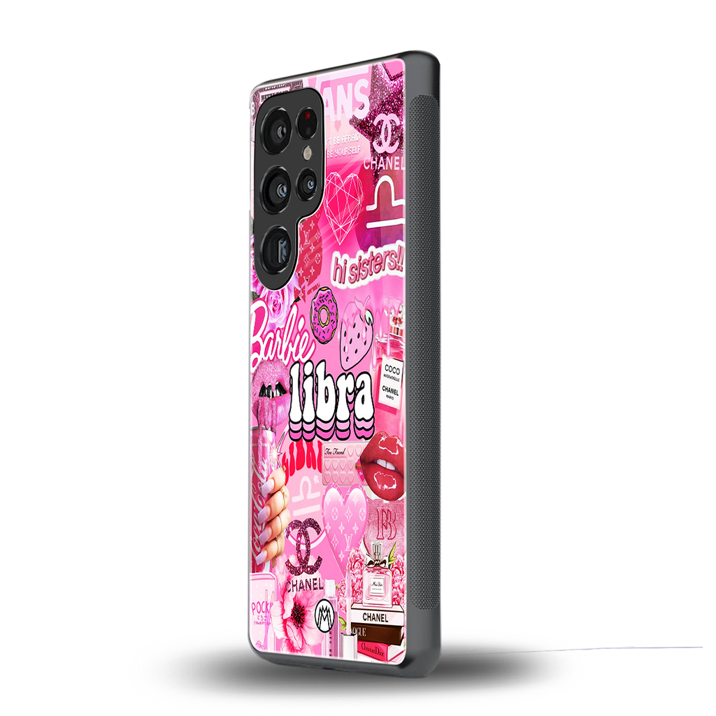libra aesthetic collage back phone cover | glass case for samsung galaxy s25 ultra
