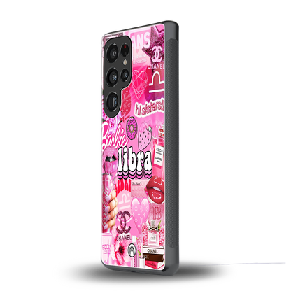 libra aesthetic collage back phone cover | glass case for samsung galaxy s25 ultra
