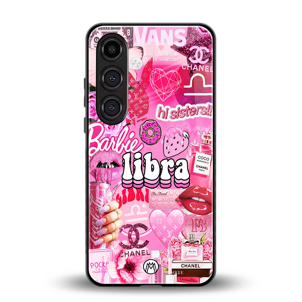 libra aesthetic collage back phone cover | glass case for samsung galaxy s24 plus