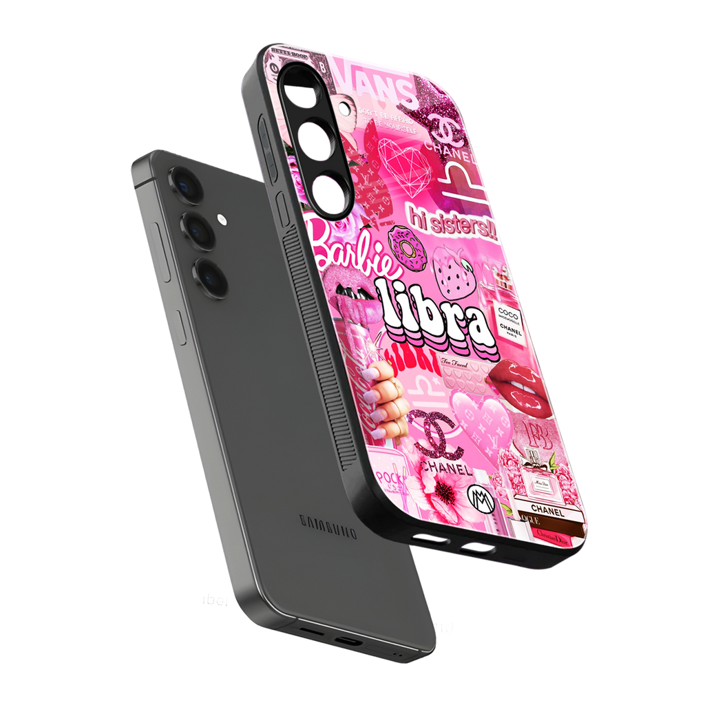 libra aesthetic collage back phone cover | glass case for samsung galaxy s24