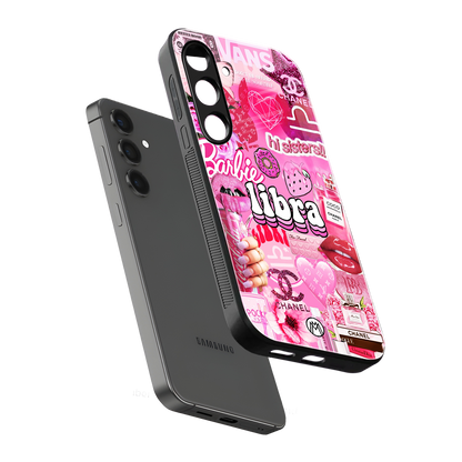 libra aesthetic collage back phone cover | glass case for samsung galaxy s23 fe