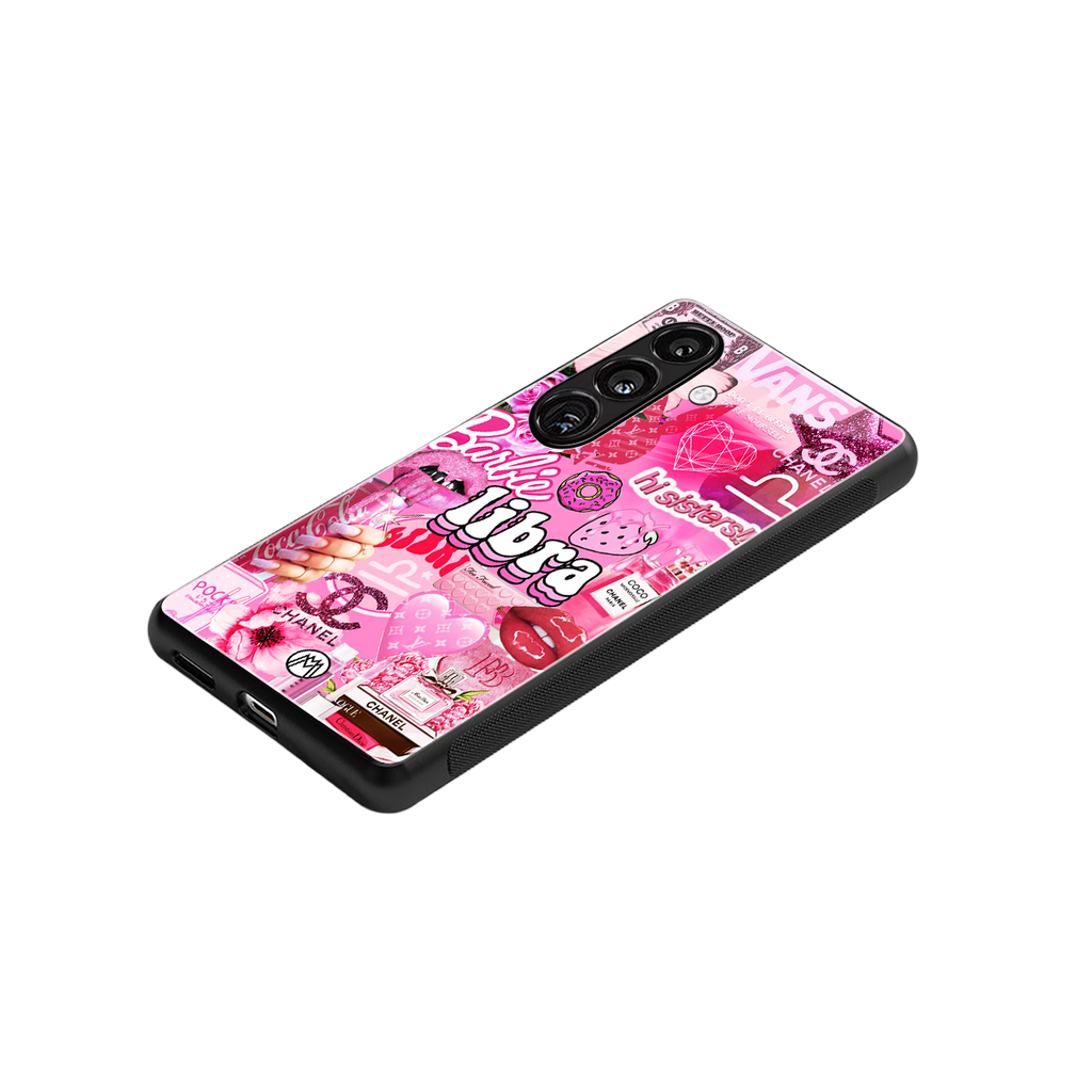 libra aesthetic collage back phone cover | glass case for samsung galaxy s24