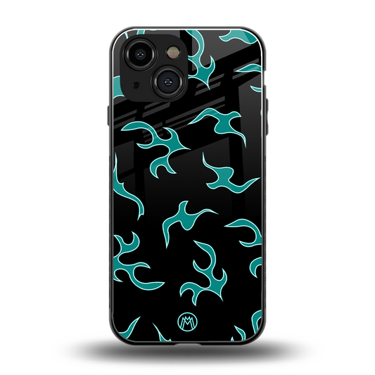 lil blue flames back phone cover | glass case for iphone 13 mini