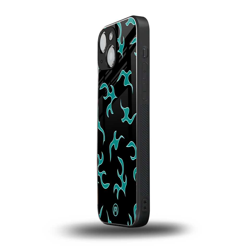 lil blue flames back phone cover | glass case for iphone 13 mini