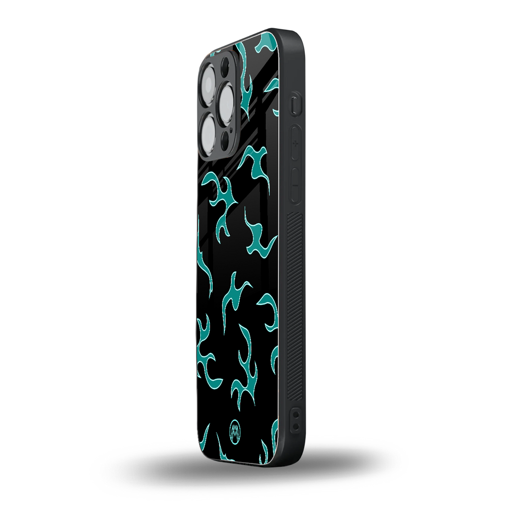 lil blue flames back phone cover | glass case for iphone 13 pro max