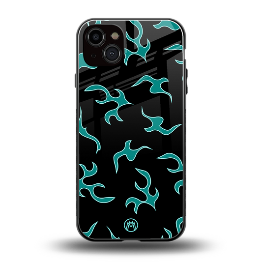 lil blue flames back phone cover | glass case for iphone 15 plus