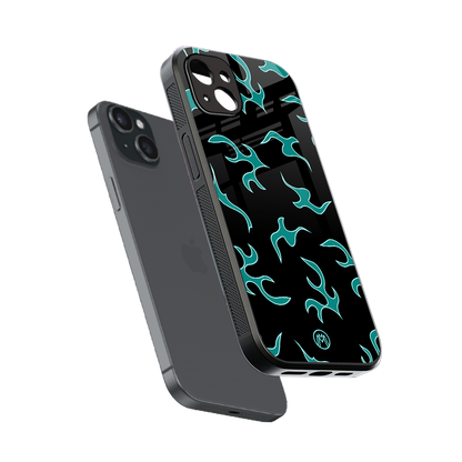 lil blue flames back phone cover | glass case for iphone 14 plus