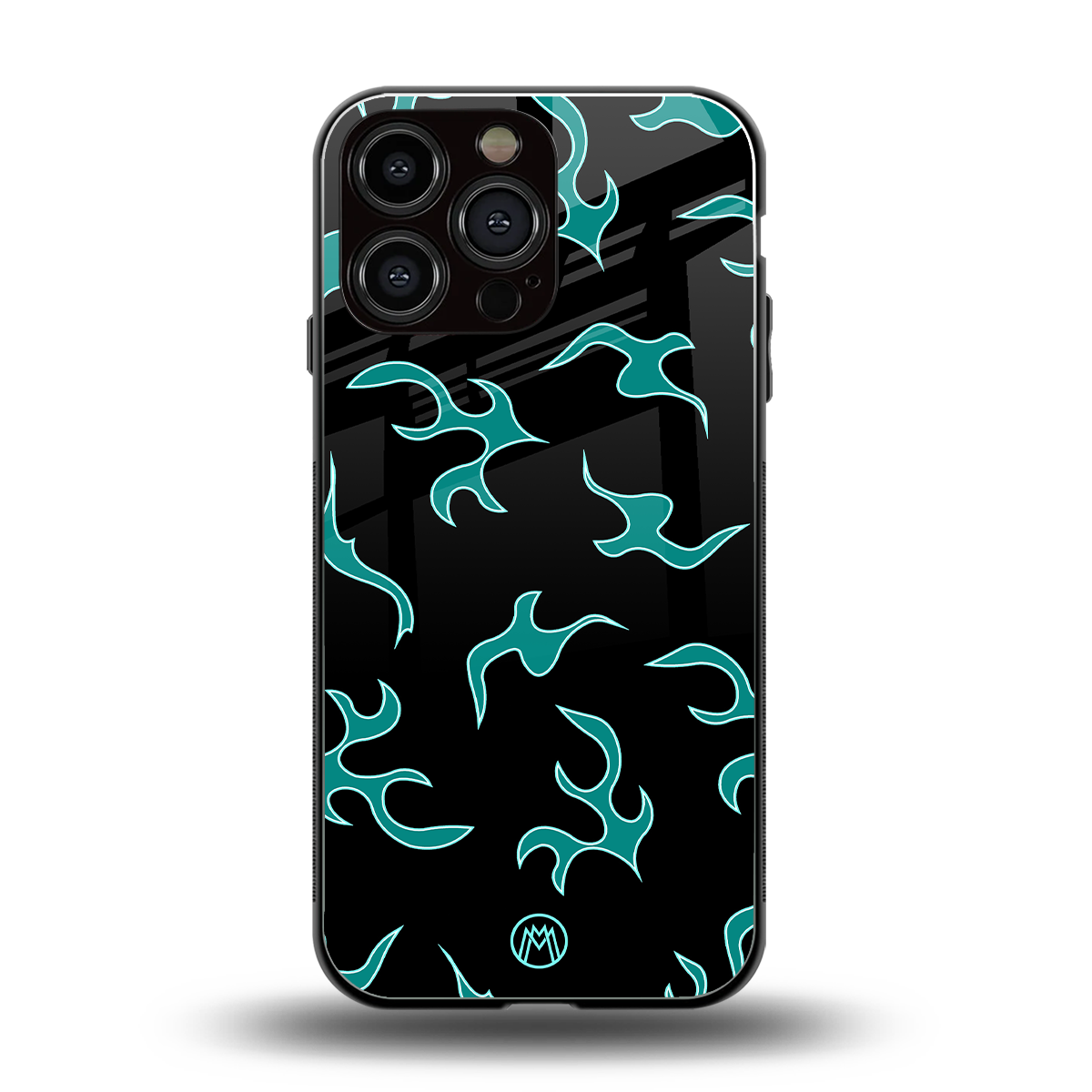 lil blue flames back phone cover | glass case for iphone 15 pro max