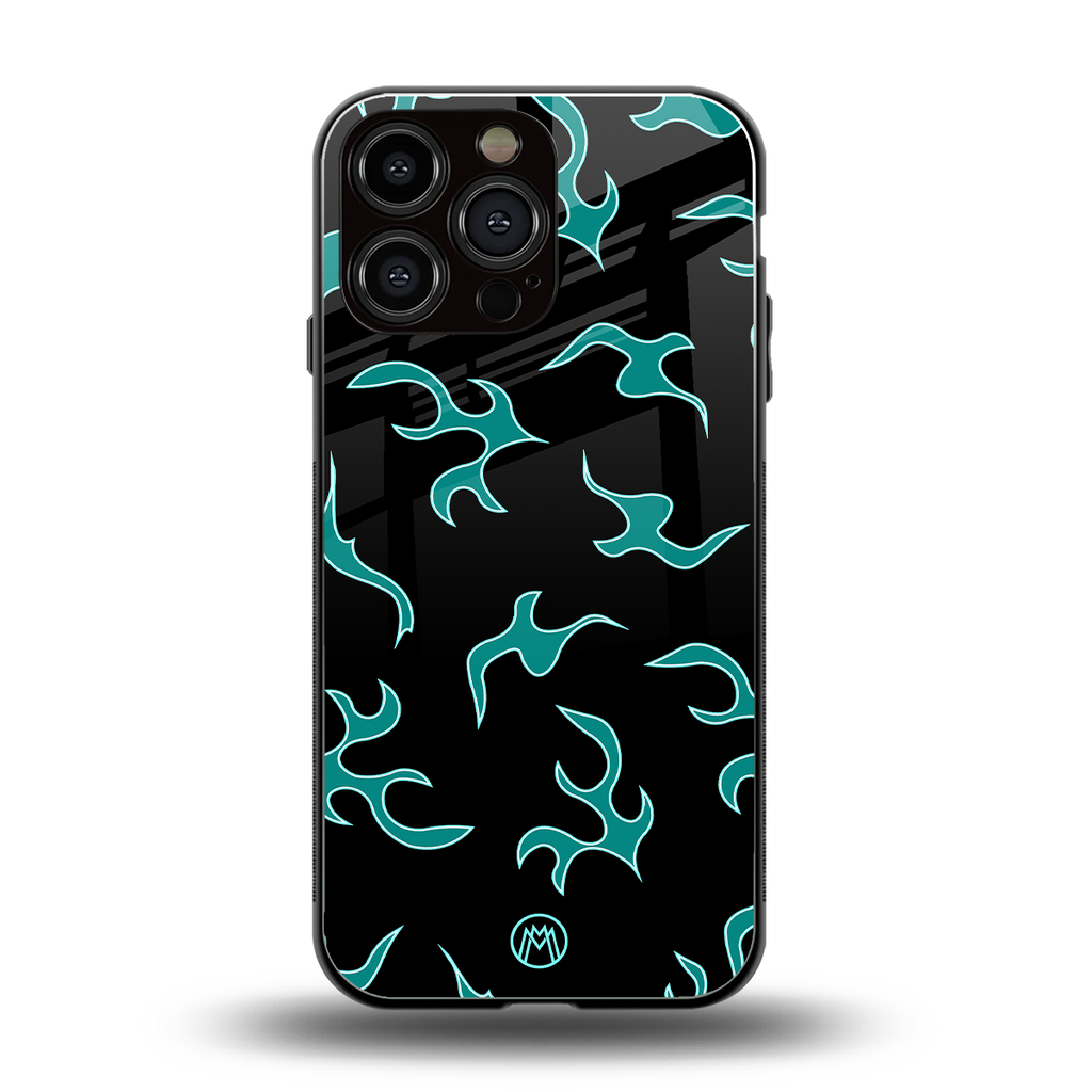 lil blue flames back phone cover | glass case for iphone 14 pro max