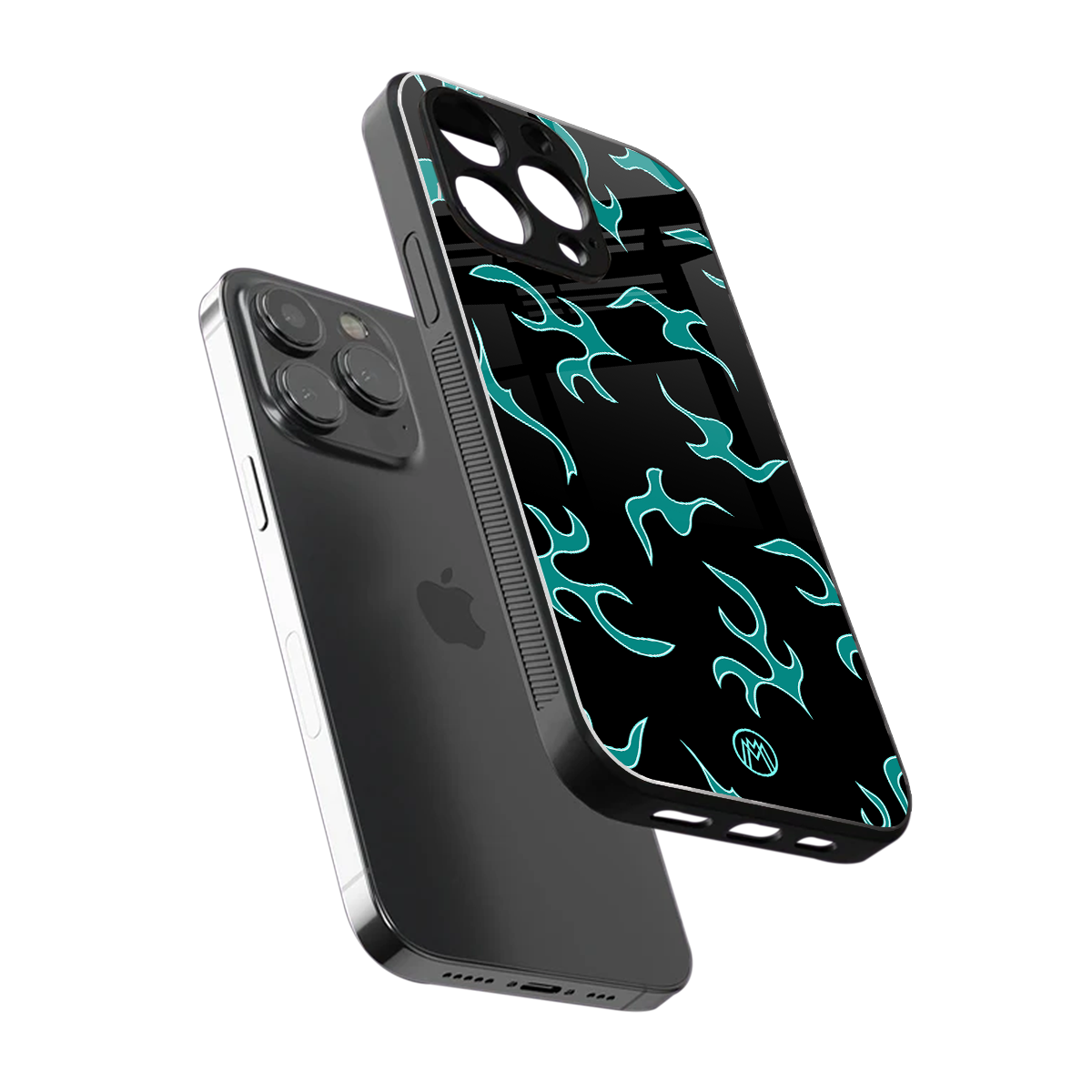 lil blue flames back phone cover | glass case for iphone 15 pro max