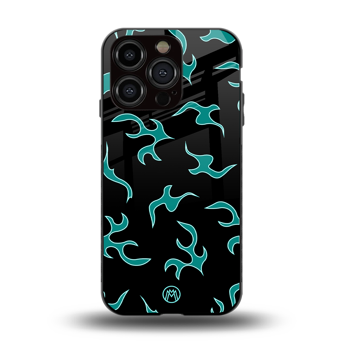 lil blue flames back phone cover | glass case for iphone 15 pro