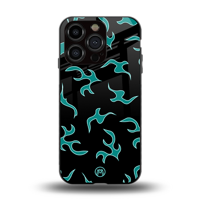 lil blue flames back phone cover | glass case for iphone 15 pro