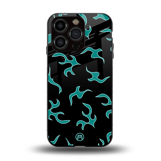 lil blue flames back phone cover | glass case for iphone 15 pro