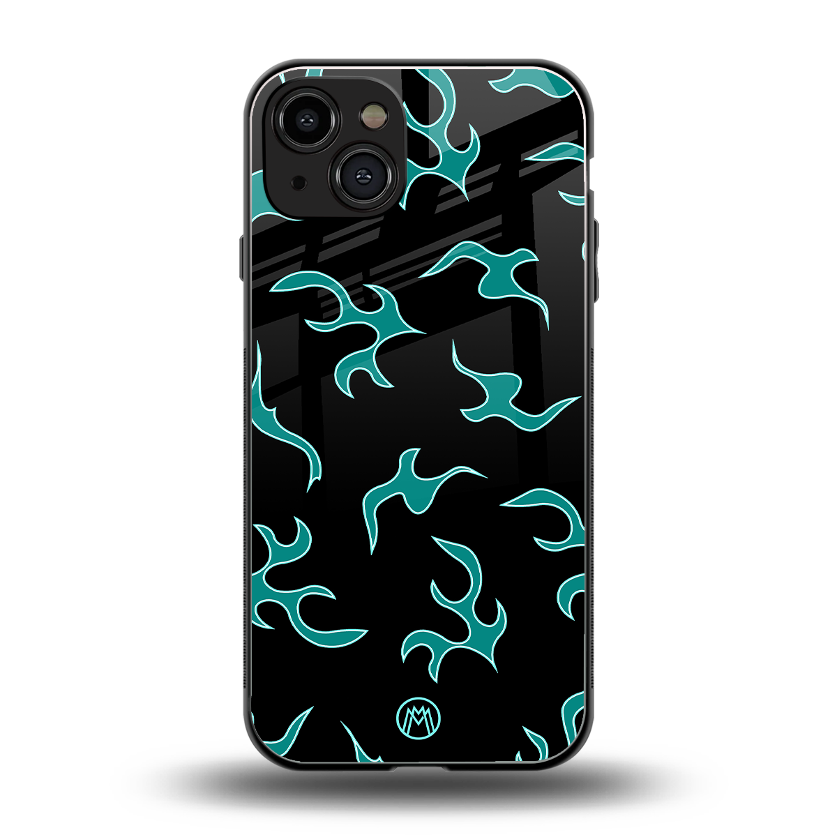 lil blue flames back phone cover | glass case for iphone 15
