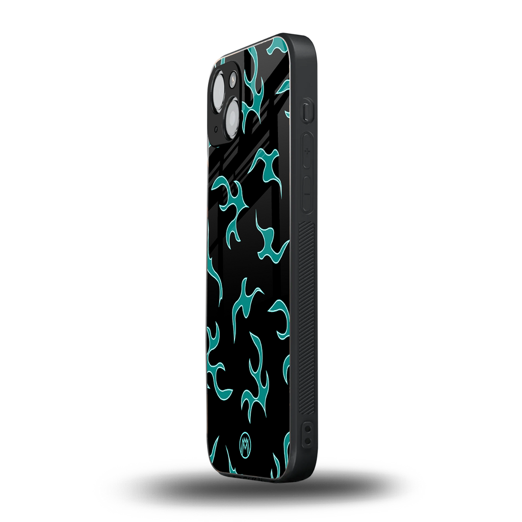 lil blue flames back phone cover | glass case for iphone 15