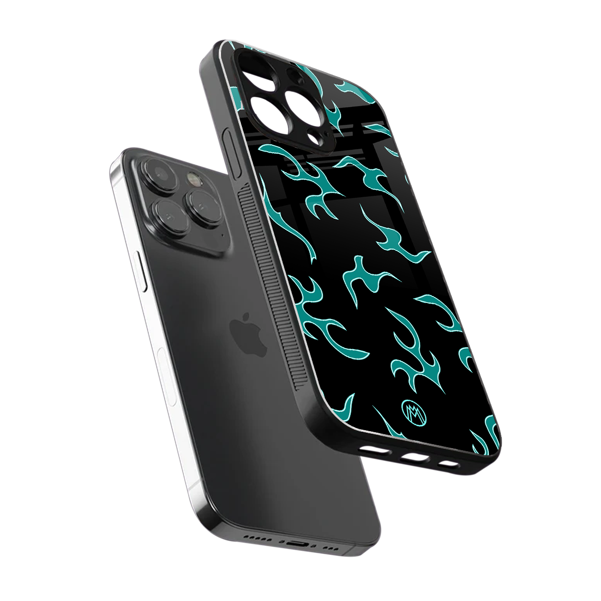 lil blue flames back phone cover | glass case for iphone 15 pro