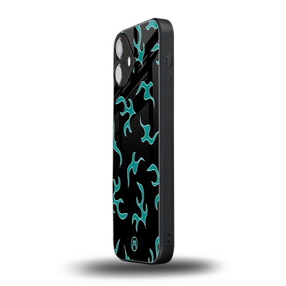 lil blue flames back phone cover | glass case for iphone 16 plus