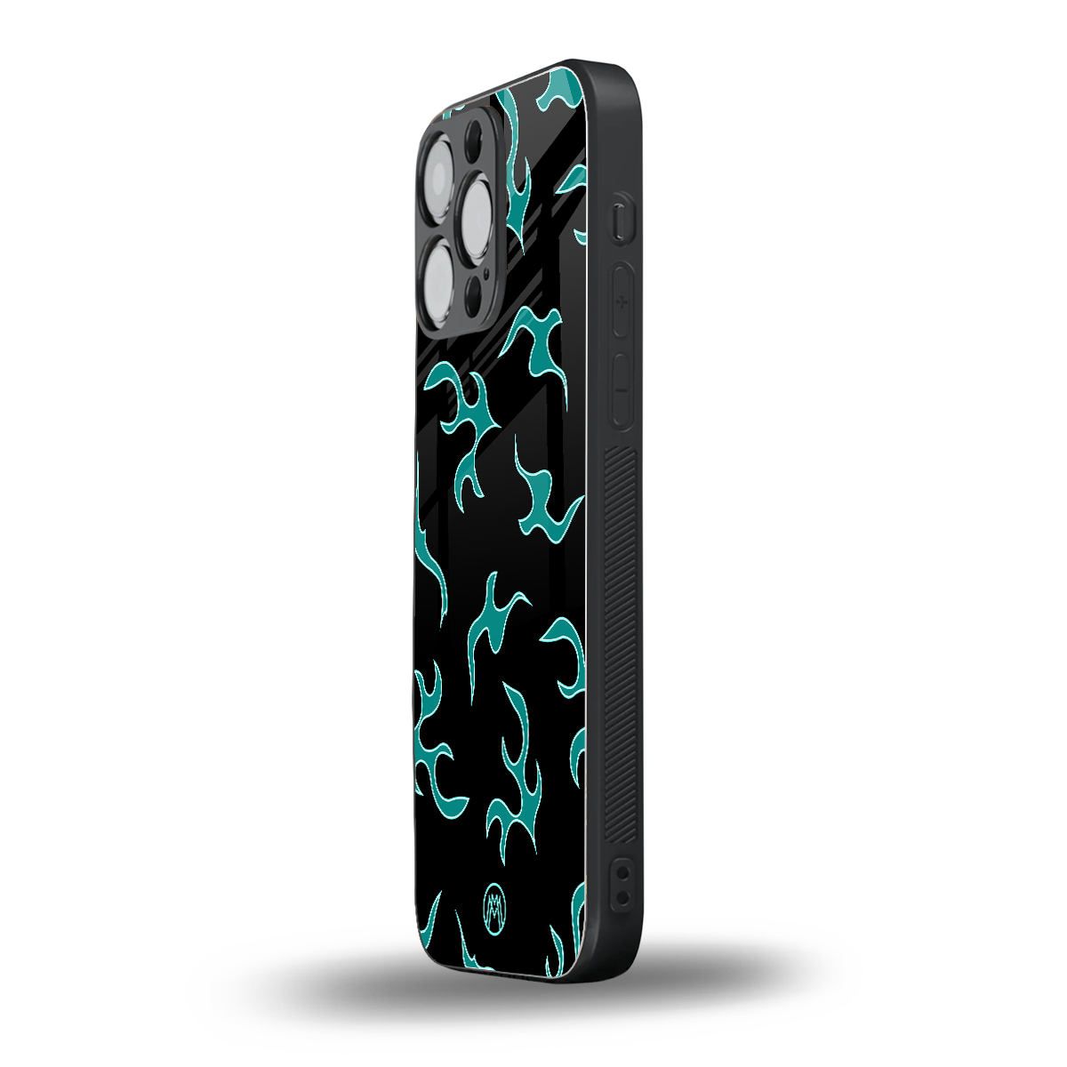 lil blue flames back phone cover | glass case for iphone 16 pro max