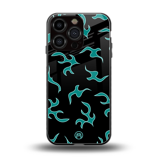 lil blue flames back phone cover | glass case for iphone 16 pro