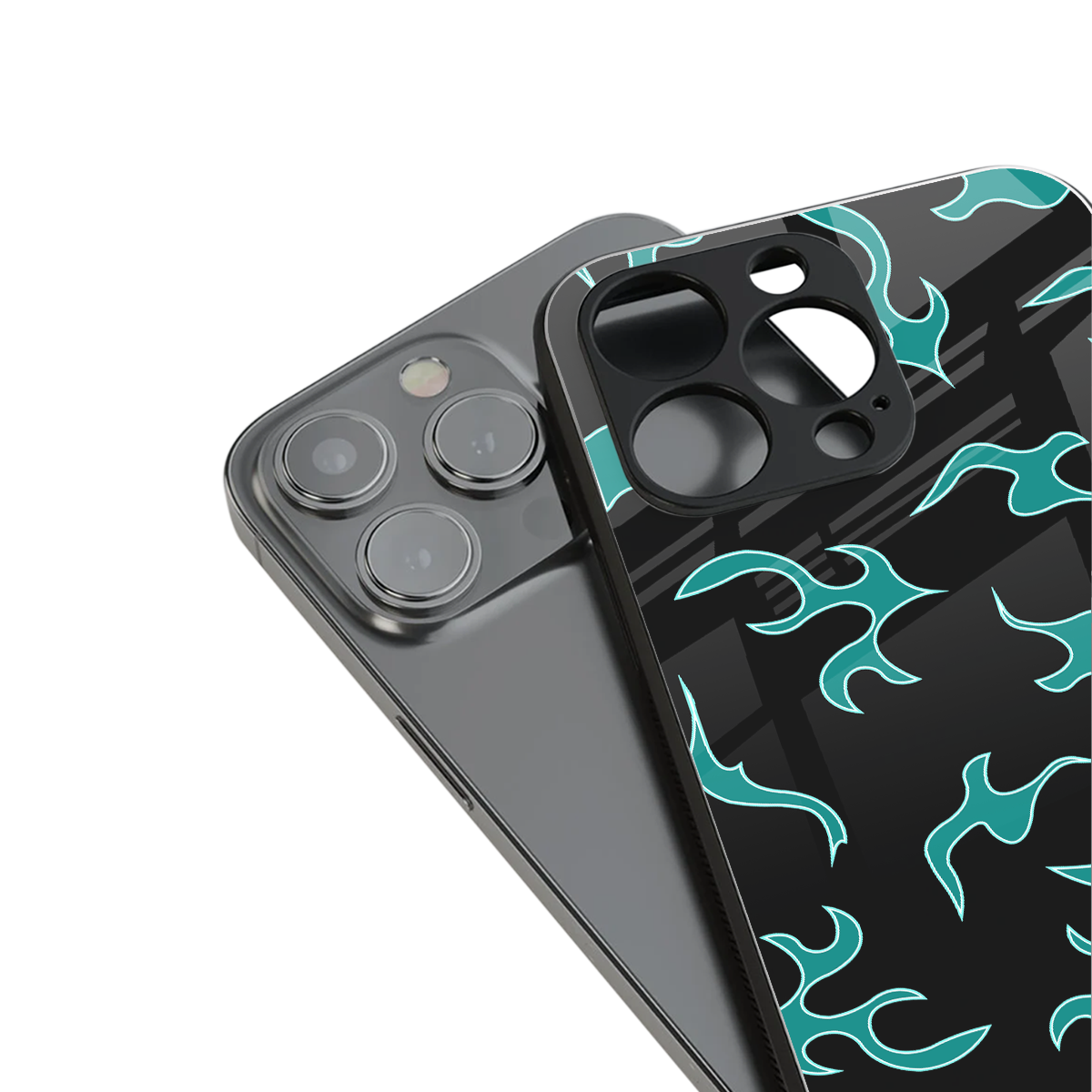 lil blue flames back phone cover | glass case for iphone 15 pro