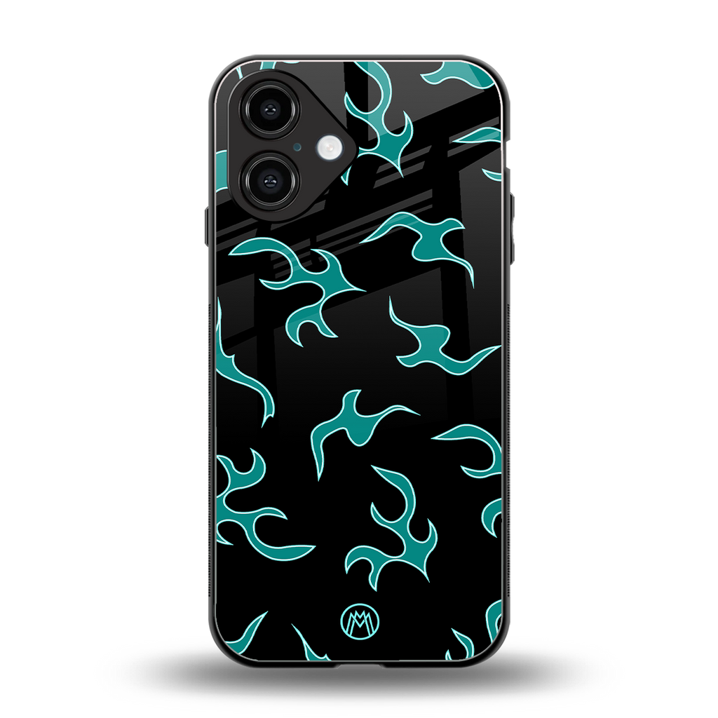 lil blue flames back phone cover | glass case for iphone 16