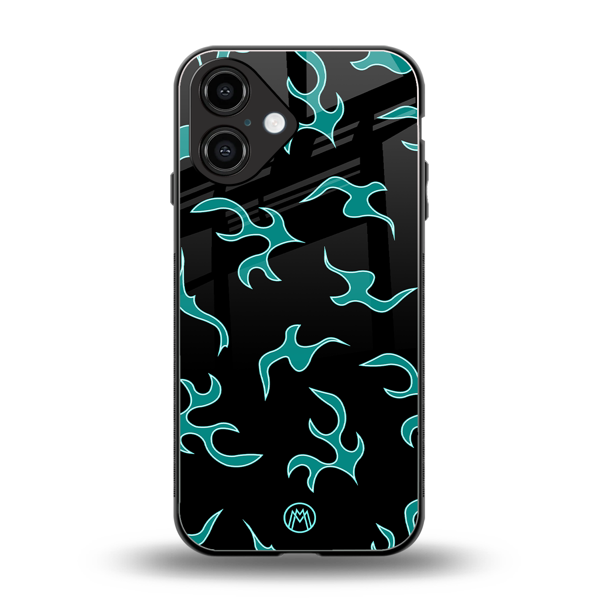 lil blue flames back phone cover | glass case for iphone 16