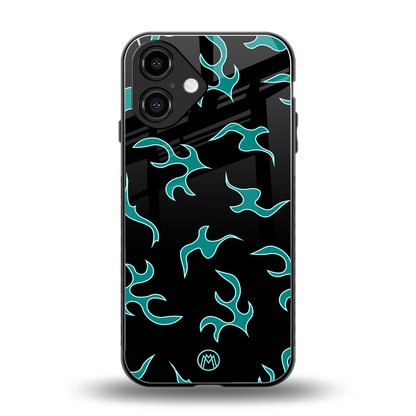 lil blue flames back phone cover | glass case for iphone 16