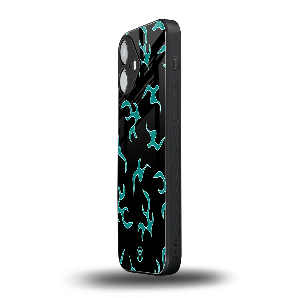 lil blue flames back phone cover | glass case for iphone 16