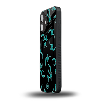 lil blue flames back phone cover | glass case for iphone 16